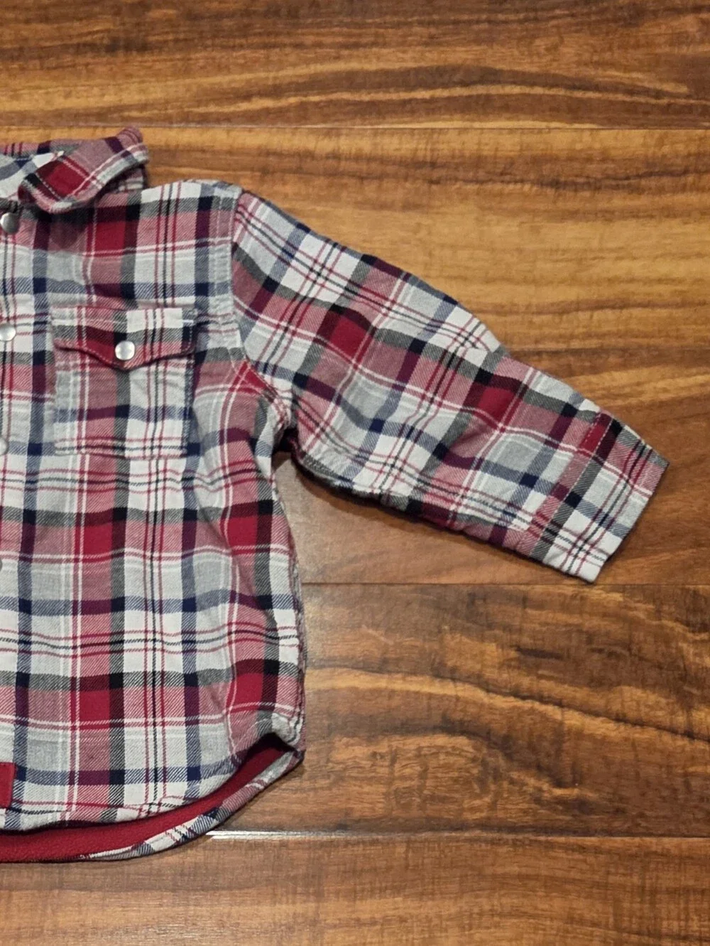 Gymboree EUC 18-24 Months Gray/Red Fleece Lined Shacket